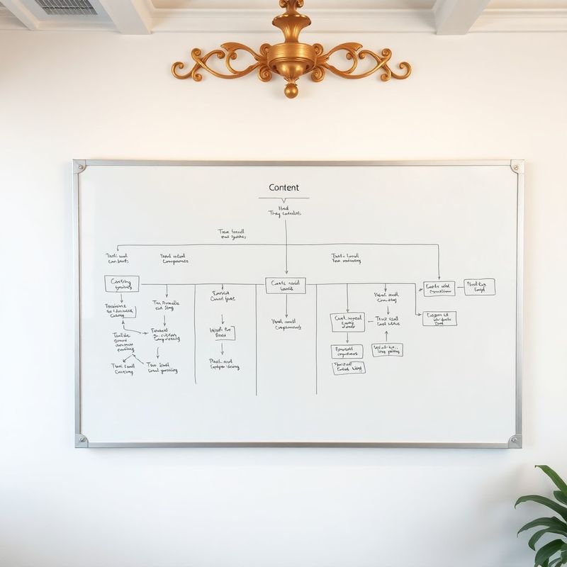 Diagram obsahového workflow na whiteboardu